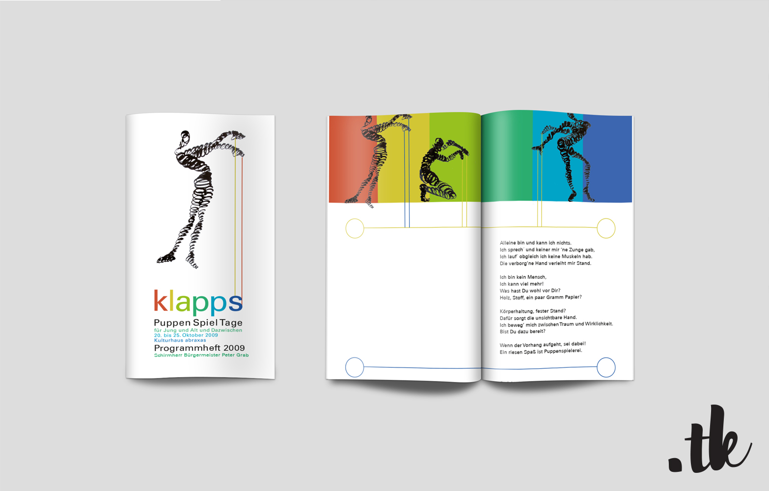 klapps puppenspieltage, Augsburger puppenkiste, brochure design, editorial design by tanja kaiser