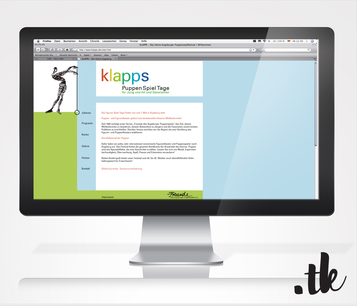 klapps puppenspieltage, Augsburger puppenkiste, web design website by tanja kaiser