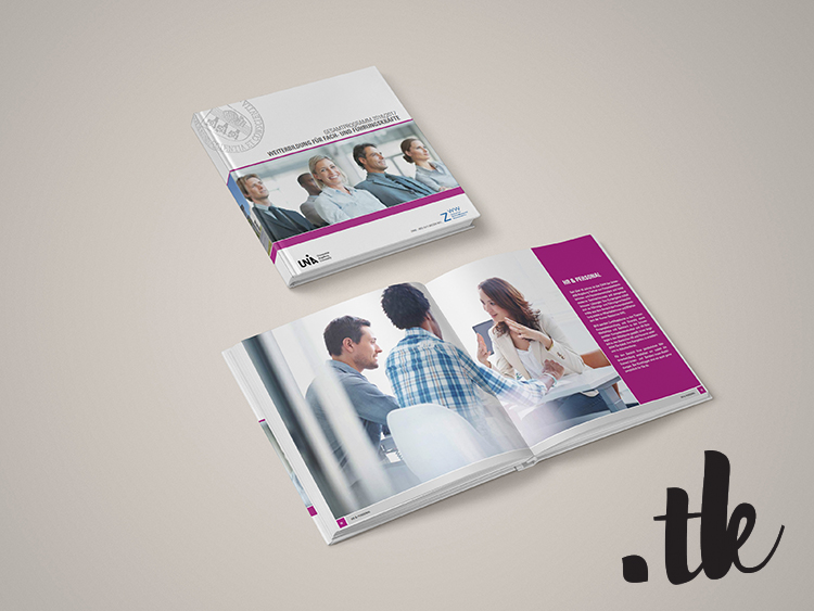 Mock Up of open Brochure and Book Cover, Editorial Design Sample