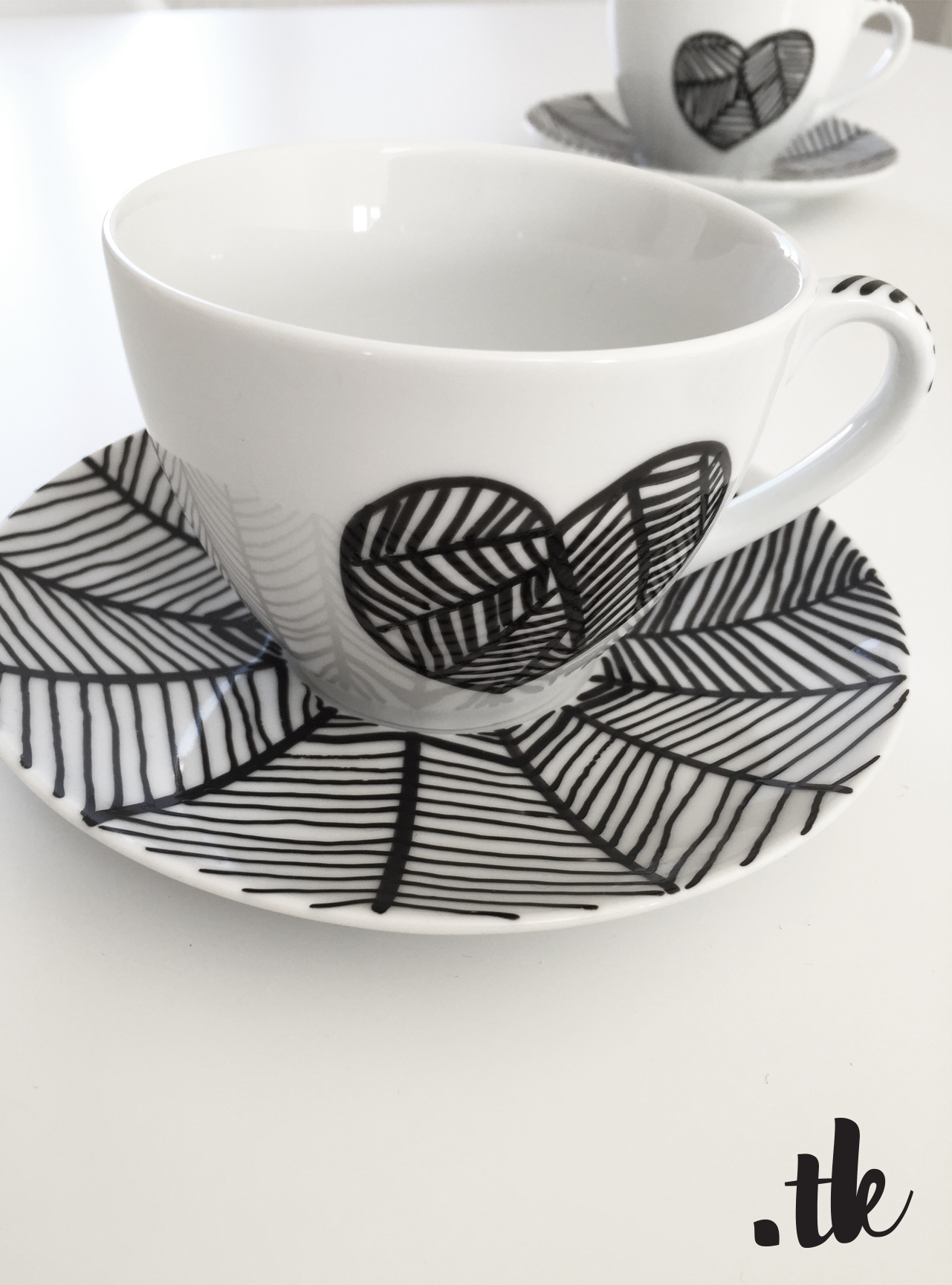 Tanja Kaiser Porcelaine Art Design Mugs in Black and White Patterns